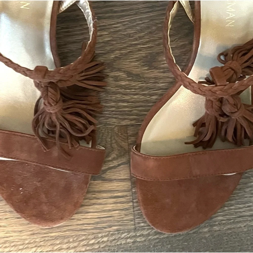 Stuart Weitzman Fringe Heels camel/tan